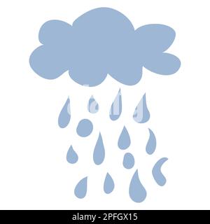 Süße Sonne und Regenwolke, leichte Wolken. Karte für Kinder oder Poster für das Kinderzimmer. Zeichentrickfilm. Stock Vektor