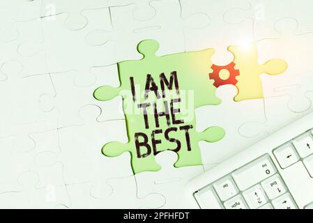 Handschriftlicher Text Ich bin der Beste. Ein Business-Showcase, der dankbar ist, dass er noch einen Tag Philosophie lebt Stockfoto