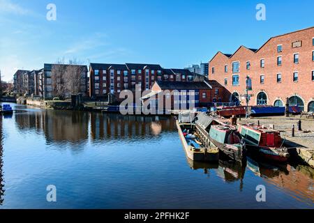 Portland Basin und das Museum an der Kreuzung von Ashton und Peak Forest Canals. Ashton-under-Lyne, Tameside, Manchester, England, Großbritannien Stockfoto