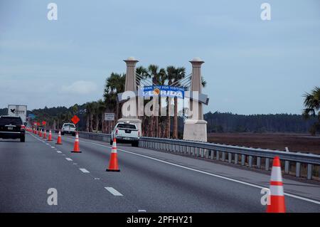 USA FREEWAY 95 / FLORIDA / USA - 06. DEZEMBER 2017.- Willkommen in Florida  Danke týour für Ihren Besuch in Florida . (Foto.Francis Dean/Dean Pictures) Stockfoto