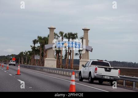 USA FREEWAY 95 / FLORIDA / USA - 06. DEZEMBER 2017.- Willkommen in Florida  Danke týour für Ihren Besuch in Florida . (Foto.Francis Dean/Dean Pictures) Stockfoto