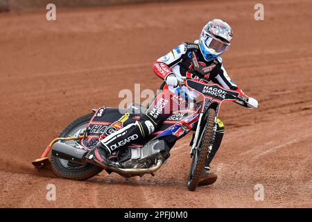 Sam Hagon von Belle Vue Aces während des Belle Vue Aces Media Day im National Speedway Stadium, Manchester, am Mittwoch, den 15. März 2023. (Foto: Eddie Garvey | MI News) Stockfoto