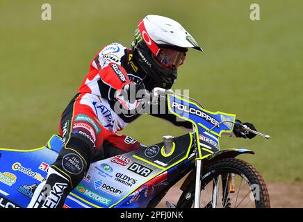 Jaimon Lidsey von Belle Vue Aces während des Belle Vue Aces Media Day im National Speedway Stadium, Manchester, am Mittwoch, den 15. März 2023. (Foto: Eddie Garvey | MI News) Stockfoto