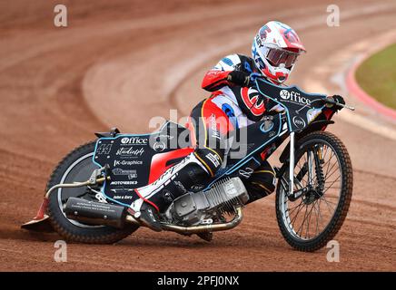 Freddy Hodder von Belle Vue Aces während des Belle Vue Aces Media Day im National Speedway Stadium, Manchester, am Mittwoch, den 15. März 2023. (Foto: Eddie Garvey | MI News) Stockfoto