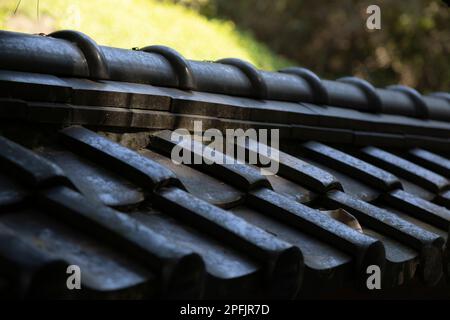 Fliesendach im japanischen Stil im Morikami Museum und japanischen Garten Stockfoto