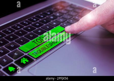 Konzeptionelle Beschriftung Fehlerbehebung. Geschäftsidee eine Untersuchung oder Behandlung der Probleme ist aufgetreten Stockfoto