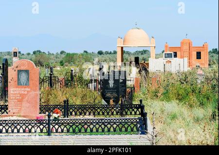 Muslimischen Friedhof, Sati Dorf, Tien-Shan-Gebirge, Kasachstan Stockfoto