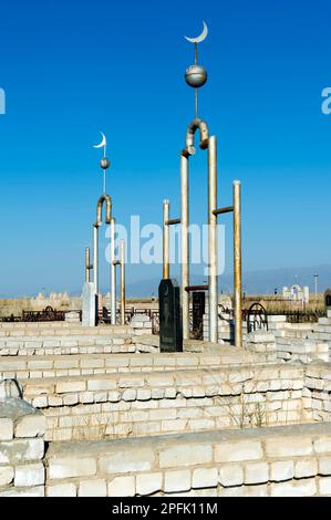 Muslimischen Friedhof, Sati Dorf, Tien-Shan-Gebirge, Kasachstan Stockfoto