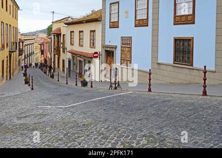 Typische Gasse in La Orotava, Teneriffa, Kanarische Inseln, Spanien Stockfoto