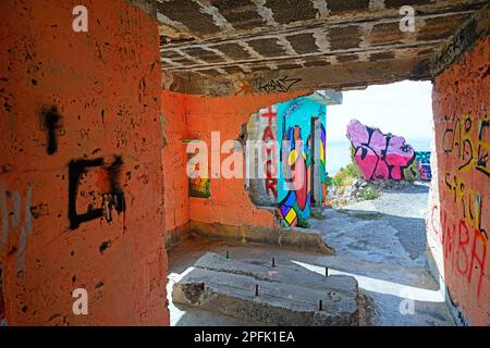 Ruine am Strand Playa de las Teresitas, San Andres, Teneriffa, Kanarische Inseln, Spanien Stockfoto