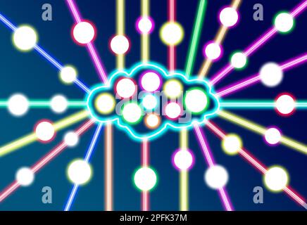 Cloud-Upload-Informationen, kreatives digitales Technologiedesign, Flussdaten Stockfoto
