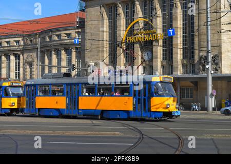 Hauptbahnhof, Willy-Brandt-Platz, Leipzig, Sachsen, Deutschland Stockfoto