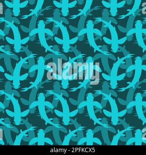 Das chinesische Fischmuster ist nahtlos. Fischhintergrund Stock Vektor