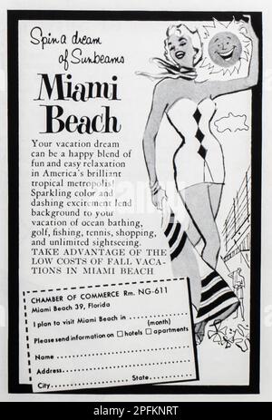 Anzeige in Miami Beach in einem NatGeo Magazin, november 1956 Stockfoto