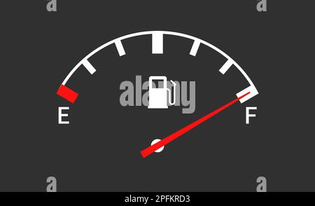 Kraftstoffanzeigen Gasanzeige. Symbol für „Instrumentenvektor voll“. Kfz-Wählscheibe Benzin-Benzin-Armaturenbrett Stock Vektor