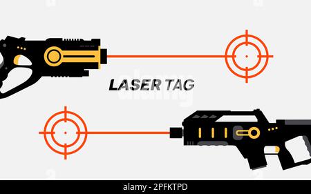 Laser Tag Pistole Spiel Symbol. Vektor Laser Tag futuristische Logo Waffe Stock Vektor