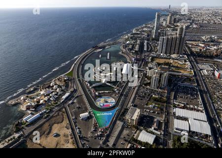Jeddah, Saudi-Arabien. 17. März 2023. Die Strecke vom Himmel aus während des Formel 1 STC Saudi-Arabian Grand Prix 2023, 2. Runde der Formel-1-Weltmeisterschaft 2023 vom 17. Bis 19. März 2023 auf der Jeddah Corniche Circuit in Jeddah, Saudi-Arabien - Foto: Dppi/DPPI/LiveMedia Credit: Unabhängige Fotoagentur/Alamy Live News Stockfoto