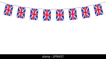 Britisches Bunting Jack Union Jubiläum britisches königliches england Vektorhintergrund. Stock Vektor