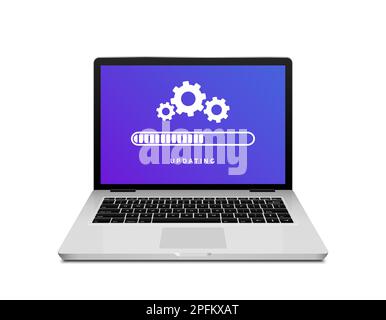Software-Update Laptop-Computer-Upgrade. Laden der Software-Update-System-Konzept-Hardware Stock Vektor