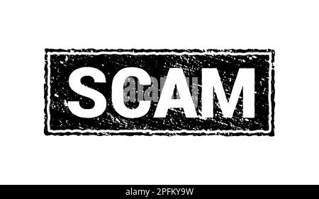 Betrüger Grunge, schwarzer Stempel. Quadratisches Betrügerschild isoliert Stock Vektor