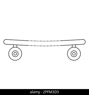 Skateboard, Doodle-Style, flache Vektordarstellung für Kinder Malbuch Stock Vektor