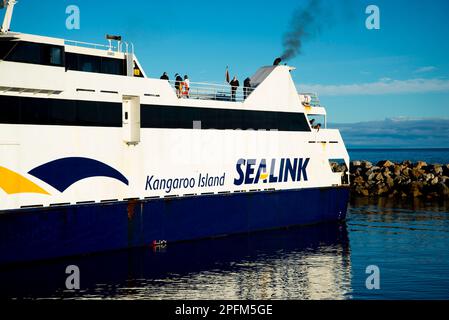 Cape Jervis, Australien - 27. April 2022: Sealink-Fähre zwischen Kangaroo Island und Cape Jervis Stockfoto