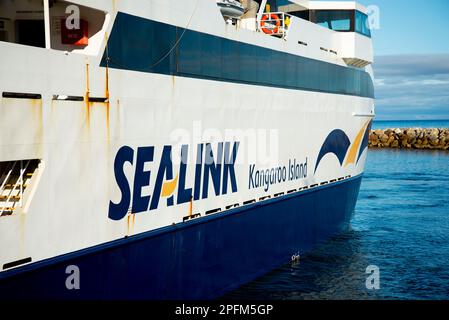 Cape Jervis, Australien - 27. April 2022: Sealink-Fähre zwischen Kangaroo Island und Cape Jervis Stockfoto