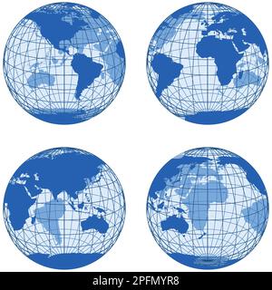 Vektordesign des Planeten Erde, Entwurf der terrestrischen Kugel Stock Vektor