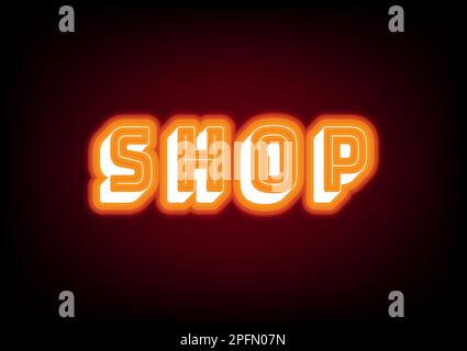 TEXTSHOP Neon-Schild LED-Licht digitales Grafikdesign Netzwerk E-Buchstaben abstrakter Hintergrund Hintergrundbild Vektordarstellung Stock Vektor
