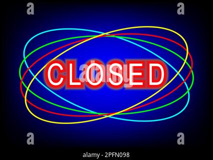 Neon Text geschlossen LED Licht digitales Grafikdesign Netzwerk elektrische Online-Briefe abstrakter Hintergrund Hintergrund Vektordarstellung Stock Vektor