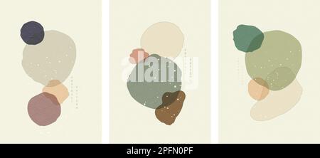 Abstrakter Kunsthintergrund mit japanischem Wellenmuster Vektor. Art Acrylmuster im Vintage-Stil. Stock Vektor