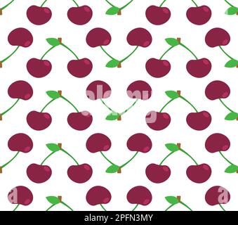 Nahtloses Kirschmuster. Kirschen-Hintergrund. Dekorationsartikel aus Kindergewebe Stock Vektor