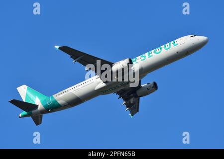 Präfektur Chiba, Japan - 05. Mai 2019: Passagierflugzeug Air Seoul Airbus A321-200 (HL8266). Stockfoto