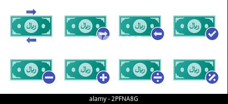 Symbolgruppe Für Saudi-Riyal Money Transaction Stock Vektor