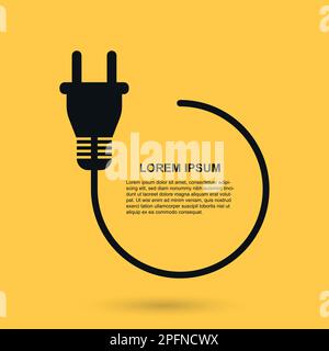 Steckdose mit Steckersymbol in flacher Ausführung. Vektordarstellung des Verbindungssymbols auf isoliertem Hintergrund. 404 Fehler beim Signieren des Geschäftskonzepts. Stock Vektor