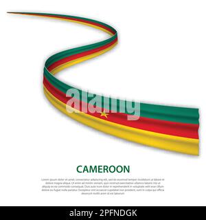 Winkende Band oder Banner mit Flagge von Kamerun. Für Independence day Poster Design Template Stock Vektor