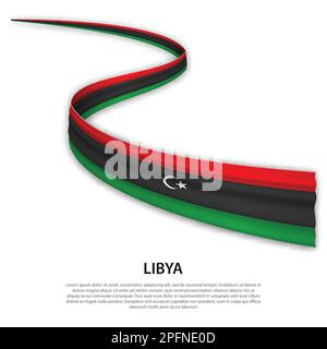 Winkende Band oder Banner mit Flagge Libyen. Für Independence day Poster Design Template Stock Vektor