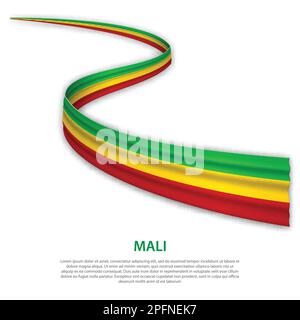 Winkende Band oder Banner mit Flagge von Mali. Für Independence day Poster Design Template Stock Vektor