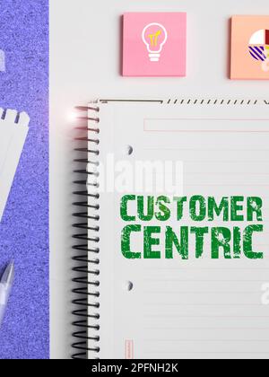 Text mit Inspiration Kundenorientierung. Geschäftsidee, wie man sich um die Gäste kümmert, um deren Vergnügen zu gewährleisten Stockfoto