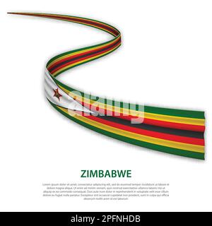 Winkende Band oder Banner mit Fahne von Simbabwe. Für Independence day Poster Design Template Stock Vektor