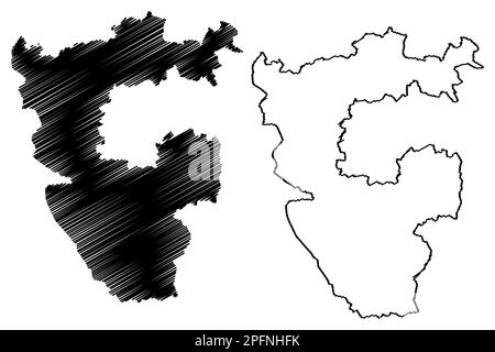 North East Derbyshire Local Government District (Vereinigtes Königreich von Großbritannien und Nordirland, zeremonielle Grafschaft Derbyshire, England) Karte vect Stock Vektor