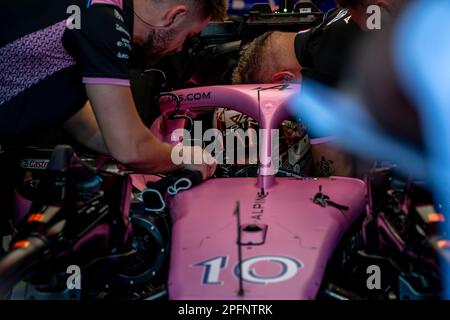 Jeddah, Saudi-Arabien. 17. März 2023. JEDDAH CORNICHE CIRCUIT, SAUDI-ARABIEN - MÄRZ 18: Pierre Gasly, Alpine A523 während des Saudi-arabischen Grand Prix auf der Jeddah Corniche Circuit am Samstag, den 18. März 2023 in Jeddah, Saudi-Arabien. (Foto: Michael Potts/BSR Agency) Kredit: BSR Agency/Alamy Live News Stockfoto