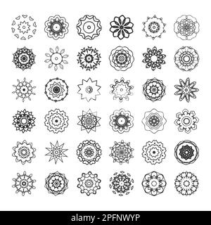 Geometrische Mandala-Dekoration Blumenmotiv Ethnisch-Orientalischer Stil Icon Set Stock Vektor