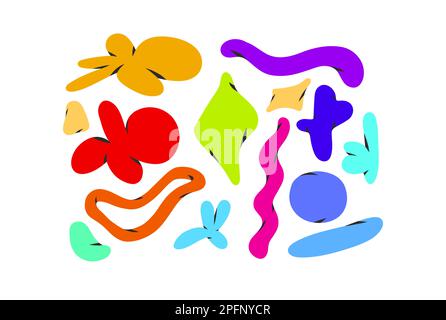 Handgezeichneter Vektor abstrakte, einfache, zeitgenössische Set kreativer Cartoon-Dekoration Retro-Formen, Formen und Kritzelobjekte, brutalistisches Design Stock Vektor