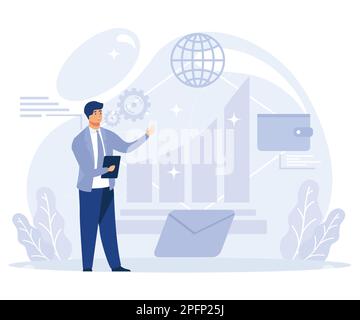 Cloud-Service-Konzept, Datenspeicherung, Video- und Datei-Streaming, Flachvektor, moderne Illustration Stock Vektor