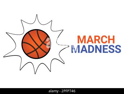 Illustration für das March Madness Basketballturnier. Vorlage für Vektorzeichnungen für Logo-Design, Poster, Aufkleber, Flyer usw. Stock Vektor