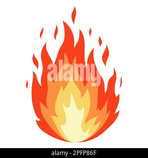 Vektorfeuer-Symbol isoliert auf weißem Hintergrund. Cartoon-Flammen. Logo „Lagerfeuer“. Heiße Rote Sparks. Gefährliches und explosives Symbol Stock Vektor