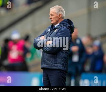 18. März 2023: Guinness Six Nations 2023. Italienischer Cheftrainer, Kieran Crowley vor dem Schottland gegen Italien, BT Murrayfield, Edinburgh. Kredit: Ian Rutherford Alamy Live News Stockfoto