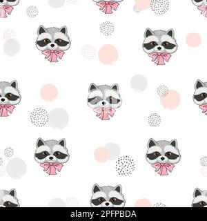 Süße Waschbären mit nahtlosem Muster. Vektorhintergrund. Stock Vektor