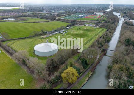 Sunbury Lock Gas Works, Sunbury-on-Thames, Surrey, Großbritannien. Stockfoto